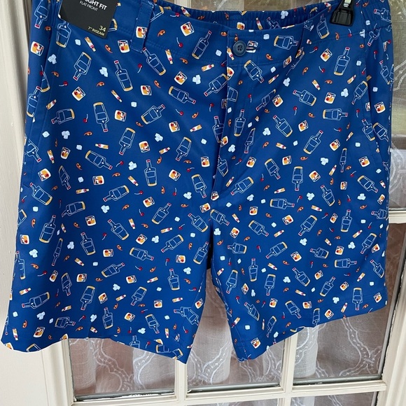 Whiskey Drinks Roundtree & Yorke Blue Graphic Shorts - Picture 1 of 5